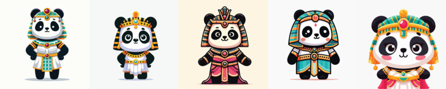 cute panda vector in cleopatra costume