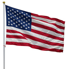 United States Flag Waving on a Flagpole