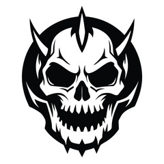 The skull icon shows menacing horns and fierce features inside a circle