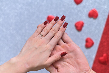 a woman's hand in a man's hand.