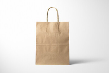 Kraft Paper Bag Gift bag, Takeaway With Handle, Retail Packaging, Brown Twisted Flower Handle, on white background