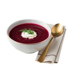 Vibrant Beetroot Soup with Cream and Dill Garnish