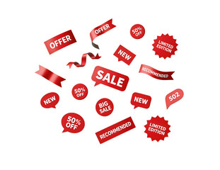 Vibrant Red Sale and Promotional Labels Set