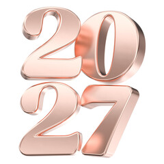 Elegant 3D Rose Gold Number 2027 Isolated on White Background for New Year's Eve Celebration Design