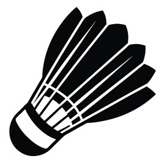 Single black displays a feathered badminton shuttlecock on a simple white backdrop