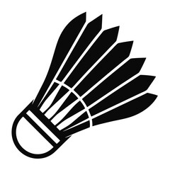 Stylized black badminton shuttlecock emblem stands out against a clean, minimalist white background