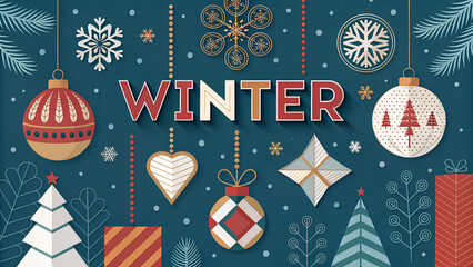 Modern Christmas posters with 3d geometric shapes, pattern, ornament and bold typography. Abstract festive background for holiday corporate greeting card, party invite or winter sale ... 