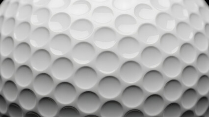 A close-up shot showcases the intricate dimpled surface of a white sphere, rendered with smooth gradients and subtle shadows that emphasize its three-dimensional form. The uniform pattern evokes a
