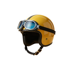 Yellow Motorcycle Helmet with Goggles