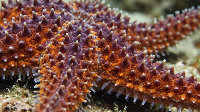 Close-up of textured sea star or starfish on ocean floor