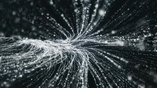 Cosmic Network: An abstract depiction of interconnected lines, reminiscent of the vast, intricate networks of the universe, suggesting complexity and a web of data or connections.