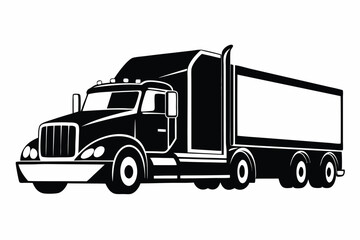 A bold semi truck in black delivers freight quickly for your design needs