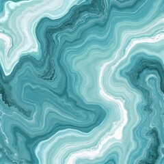 Obraz premium Abstract teal blue marbled background with flowing liquid patterns. Smooth, organic curves resemble water waves natural stone veins. Fluid art creates modern, serene texture for graphic design.