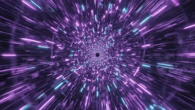 Abstract Purple and Blue Tunnel: A mesmerizing tunnel of lights in vibrant shades of purple and blue creating a sense of movement and depth.