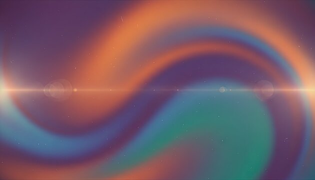 Abstract Swirl of Orange Blue and Green Hues with Gentle Lens Flare and Speckled Stars in a Cosmic Background - Powered by Adobe