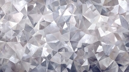 Obraz premium Geometric mosaic of polished quartz triangles reflecting subtle gradient tones Ultra-detailed facets capture controlled illumination Clean uncluttered composition