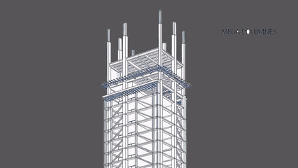 Vector High-Rise Building Structure Blueprint with Mega Outrigger System – Minimal Engineering Design