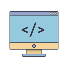 Computer Screen Showing Code Symbols for Web Development