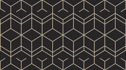 Fototapeta premium A repeating pattern of outlined cubes and y shapes on a dark background creating a geometric design