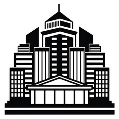 Fototapeta premium Striking black silhouette showcasing modern metropolis architecture and urban landscape features multiple buildings