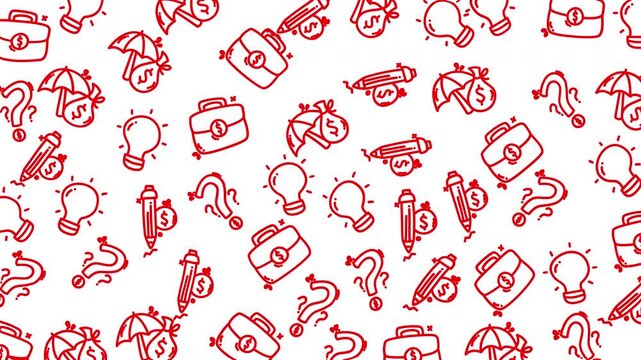 Account pattern track finances with red business icon lightbulb moneythemed repeating design suitable for financial presentations and marketing materials.