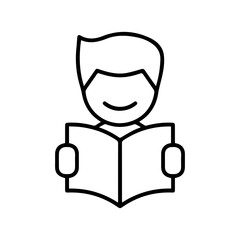 Line Icon of Person Reading