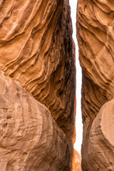 Sandstone fissure in the historic Hegra site in Al Ula Saudi Arabia