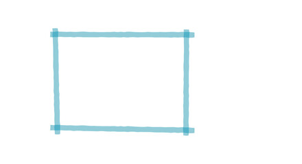 A blue rectangular frame with four corners. A rectangular simple drawing.