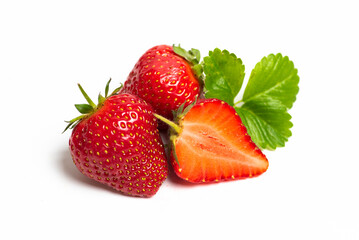 Sliced Strawberry with Fresh Berries on White Background