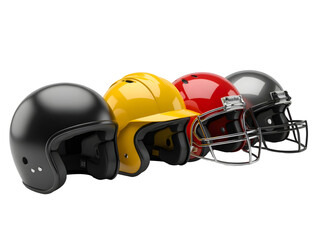 Fototapeta premium A set of different helmets on transparent background 