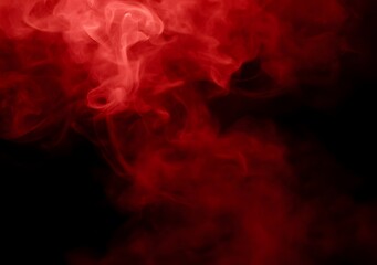 Red Ominous Swirling Smoke Over Black Void (Horror Abstract Background)