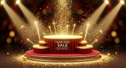 Glamorous Golden Podium Stage for Grand Festive Promotions and Special Events