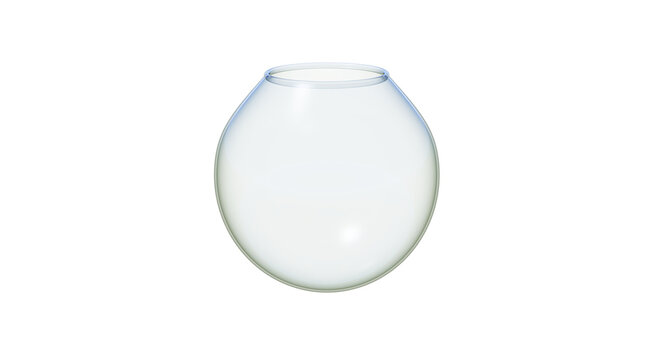 A glass sphere shaped container on background. A perfect transparent spherical glass. , transparent background