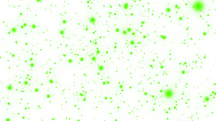  無数の光の玉が散らばっている背景素材（透過）（緑）