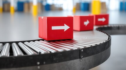 Conveyor belt logistics automation in modern warehouse