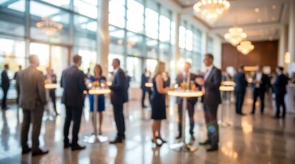 Fototapeta premium Business People Networking Reception. Abstract blurred image of a corporate conference, gathering, or party event concept