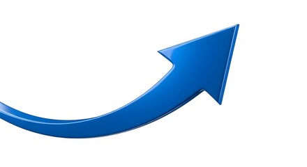 Blue arrow pointing upwards a symbol of growth and success isolated on white background