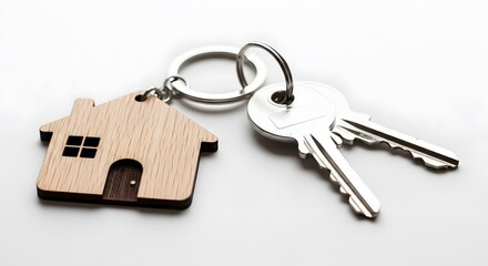 Keys with a house shaped keychain new home concept real estate investment