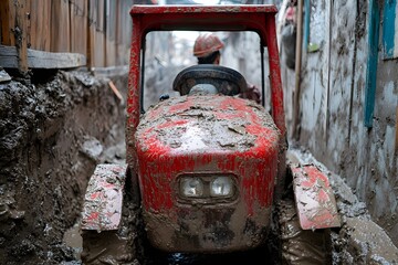 Tall tower standing on a cliff edge illuminated by a glowing orange sunset and drifting clouds