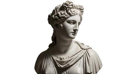 Marble bust of a woman classical sculpture isolated on white background art and history