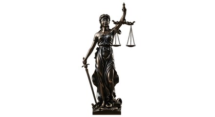 Bronze statue of Lady Justice holding scales and sword symbol of law and fairness