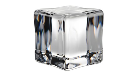 Ice cube on white a clear frozen water block for drinks and refreshment