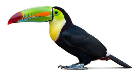Colorful toucan bird exotic tropical wildlife isolated on white background