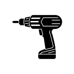 Cordless power drill tool icon for construction and home repair