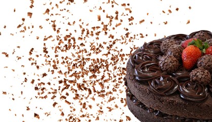 Premium Rich Chocolate Frosting with Sprinkles on White Background – Food Illustration. Perfect for bakery ads, dessert menus, packaging, recipe blogs, and food-themed marketing materials.