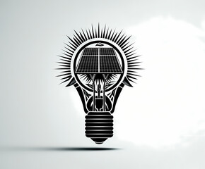 Luminous Fusion: Surreal Lightbulb Illuminated by Solar Panel Filament in Captivating 3D Visualization