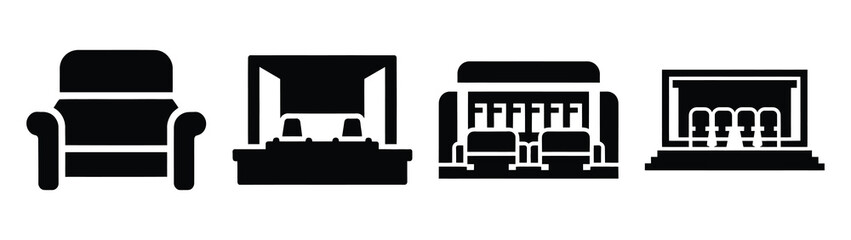Set of vector business lounge icon. Business silhouette icons