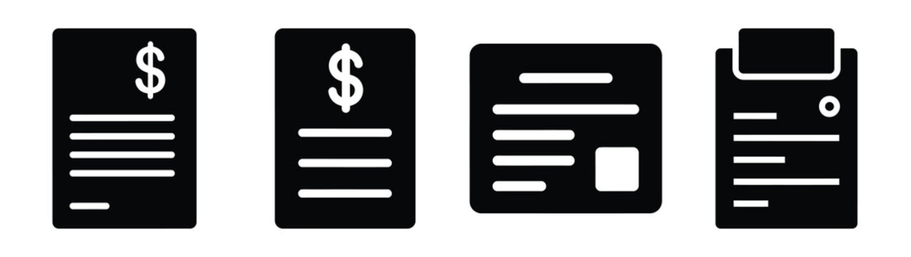 Set of vector budget sheet icon. Business silhouette icons
