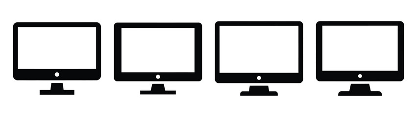 Set of vector computer monitor icon. Business silhouette icons