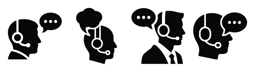 Set of vector customer support icon. Business silhouette icons